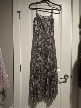 AllSaints Snake-Print Maxi Dress in Taupe and Black